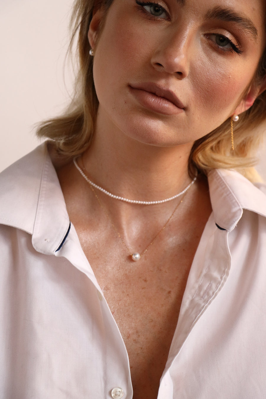 Margo Floating Akoya Pearl & Gold Necklace