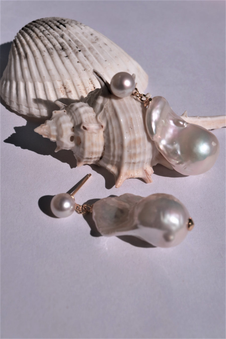 Alba Double Baroque Pearl Drop Silver Earrings