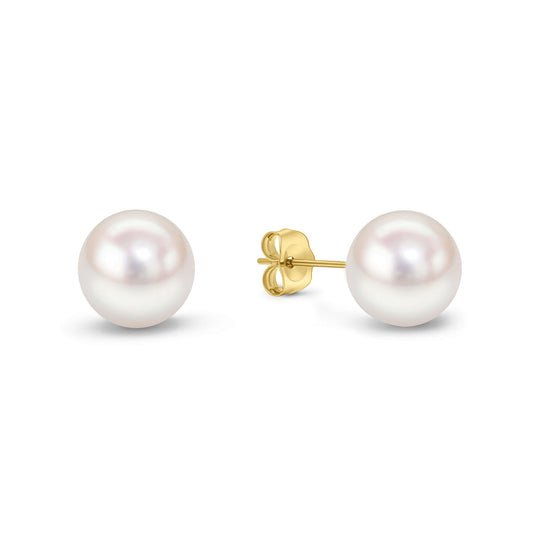 Solid gold Japanese Akoya pearl stud earrings