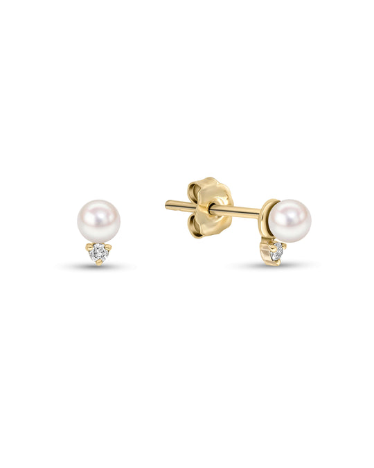 Amy prong set diamond stud earrings with pearl 