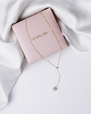 18k gold necklace with 5A natural freshwater pearl on Pearloir gift box