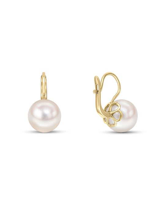 Elizabeth latch back round pearl and gold earrings