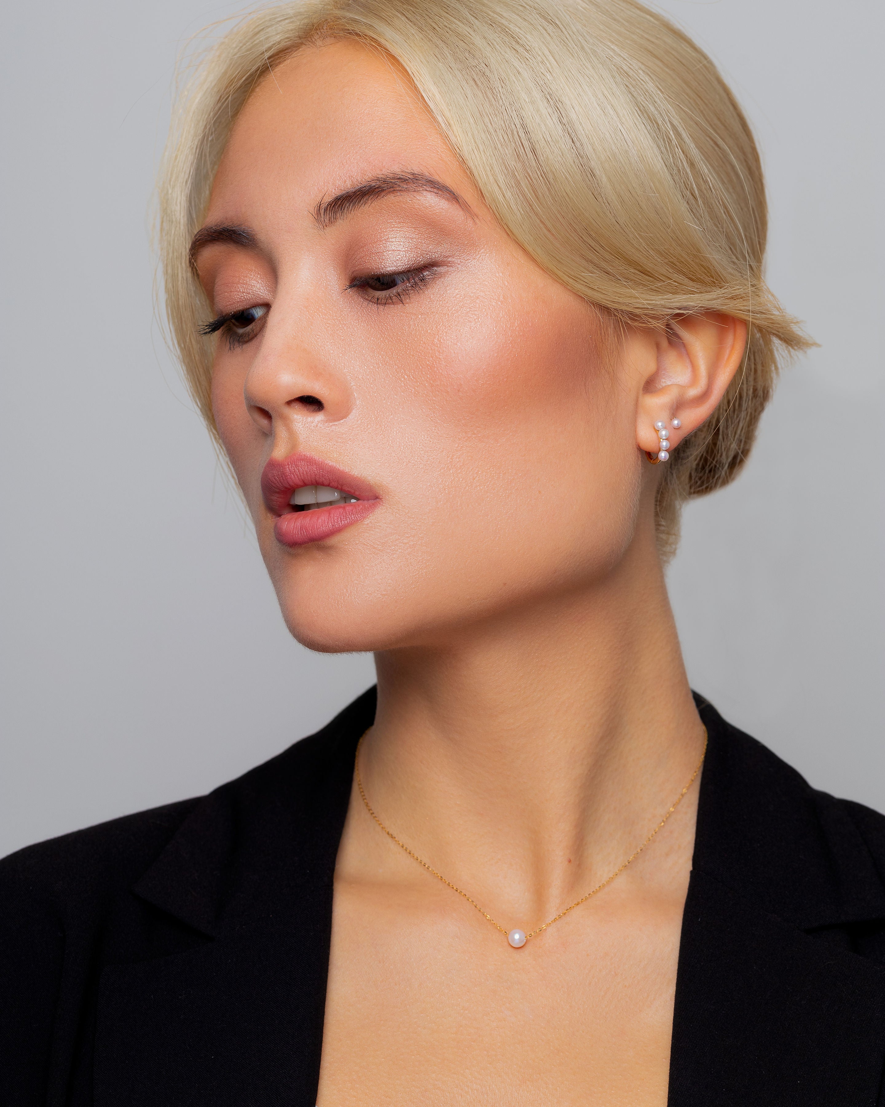 Amy Prong Set Diamond Stud Earrings With Pearl | Pearloir