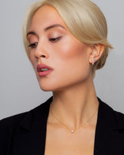 Amy Prong Set Diamond Stud Earrings With Pearl
