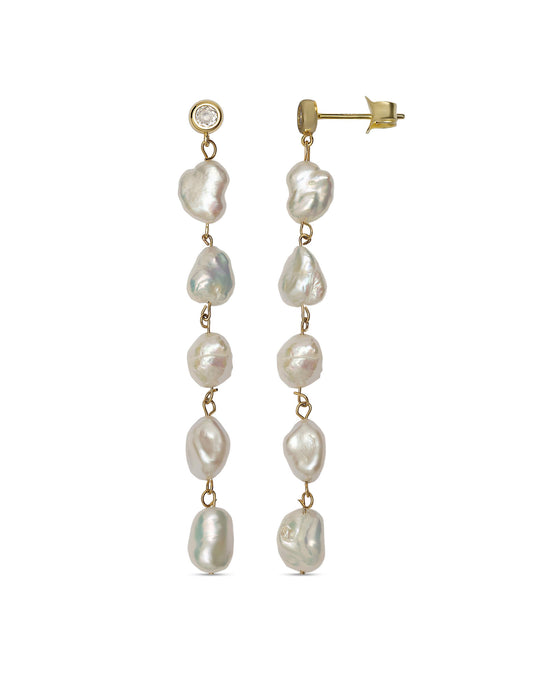 Harper Keshi Pearl and CZ Dangle Earrings - the ultimate in feminine and sensual beauty, featuring dazzling CZ and organic keshi pearls