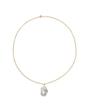 Helmi Silver Figaro Chain Necklace With Baroque Pearl